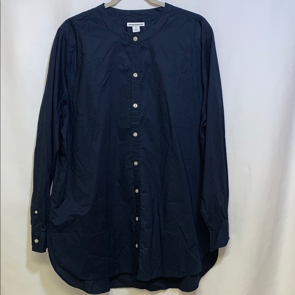 Amazon Essentials Other - Amazon Essentials Dark Blue Long Sleeve with White Buttons